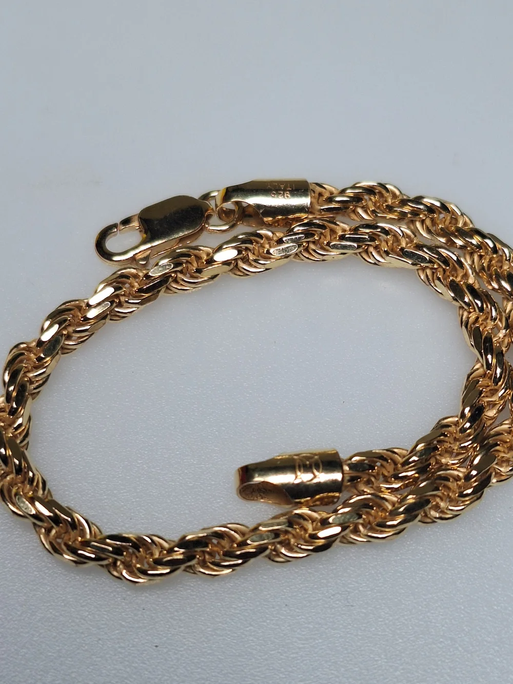 NEW Gold Over 925 Sterling Silver 4.8mm Italian Rope Bracelet 9